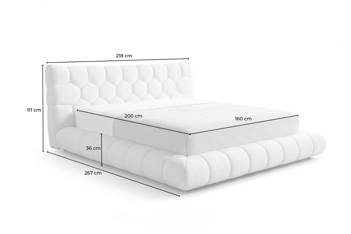 POLSTERBETT ATTICO Cremeweiß Bouclé - Creme, Textil (160/200cm) - KAWOLA