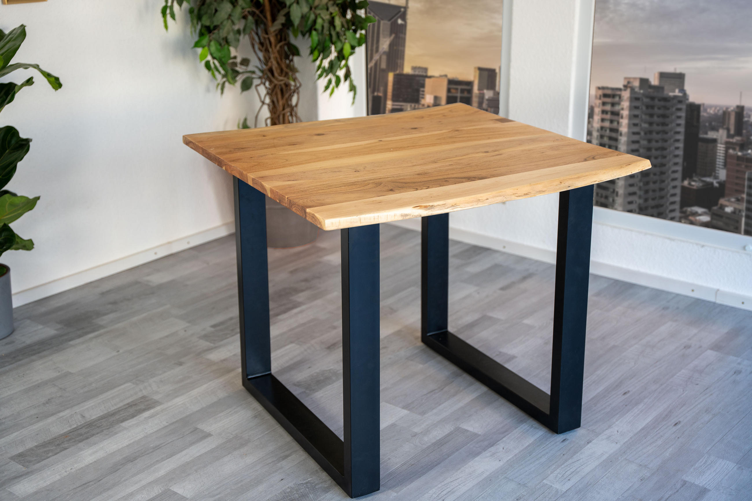 ESSTISCH MAX - Beige/Schwarz, Holz/Metall (90/90/77cm) - SAM