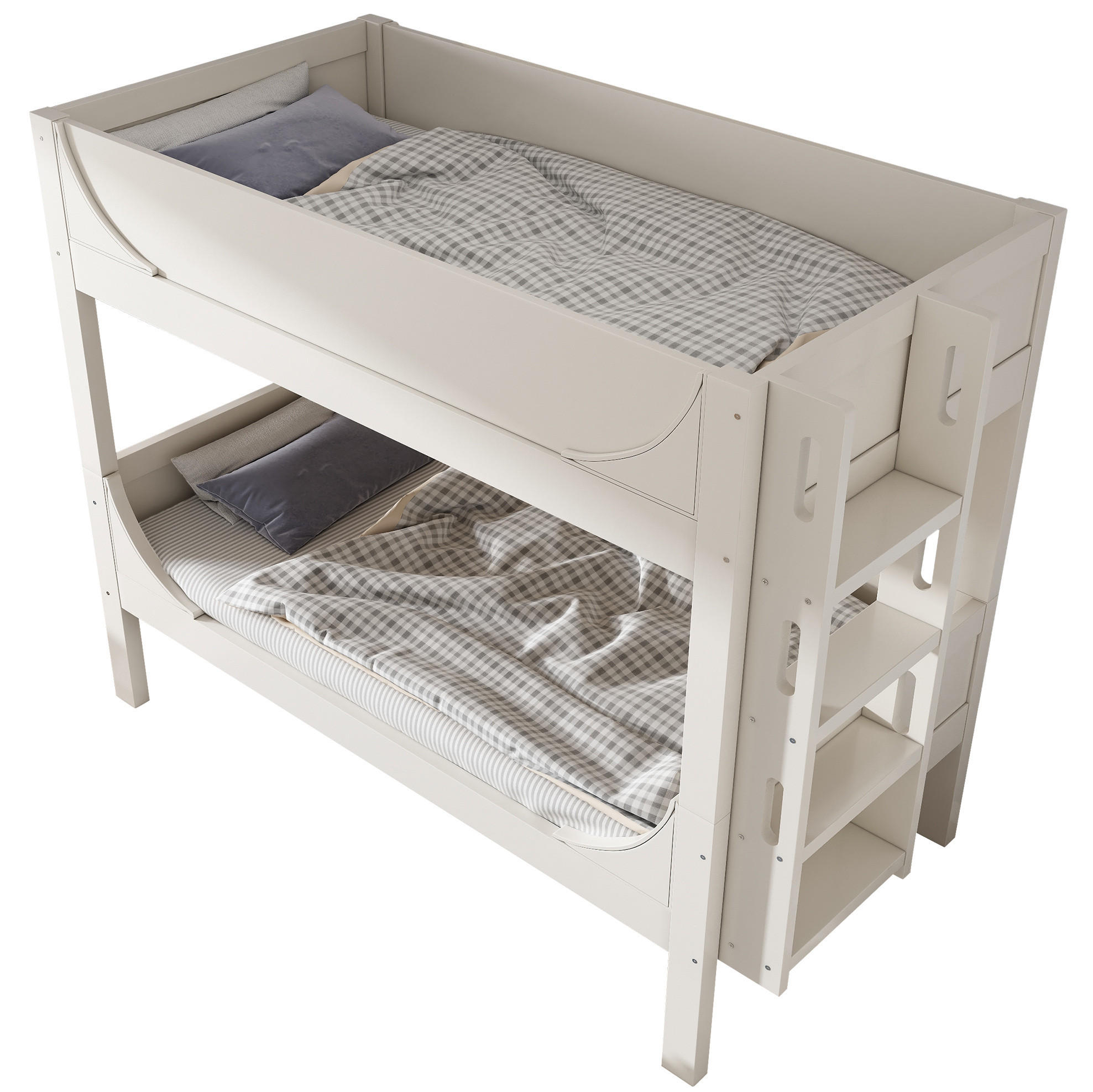 ETAGENBETT 90/200 cm trennbar mit flexibel montierbarer Leiter und Schlittenform, Weiß - Weiß, Holzwerkstoff (90/200cm) - Redom