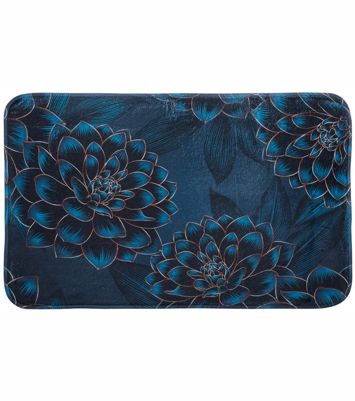 BADTEPPICH Dahlien 50 x 80 cm - Blau, Textil (50/80cm) - Sanilo