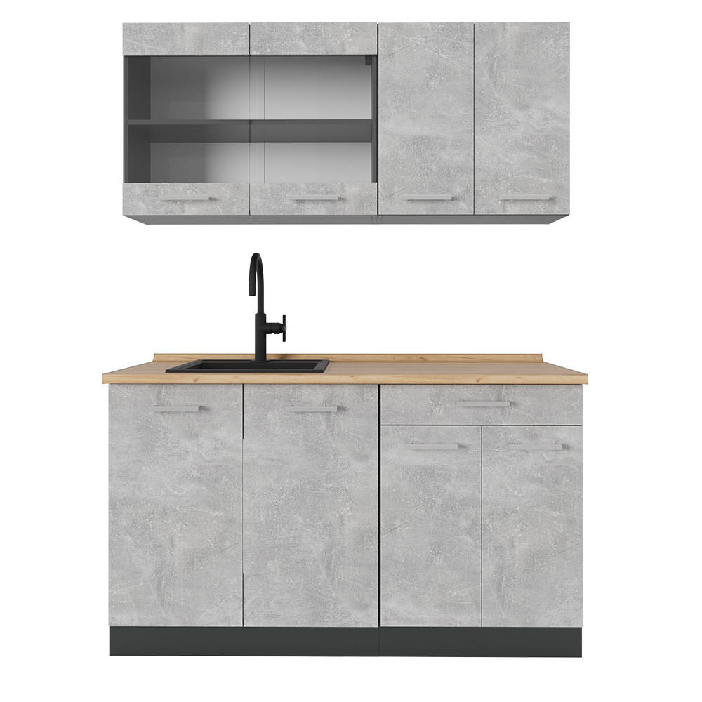 Vicco Küchenzeile Grau, Anthrazit 140x81.6x60 cm