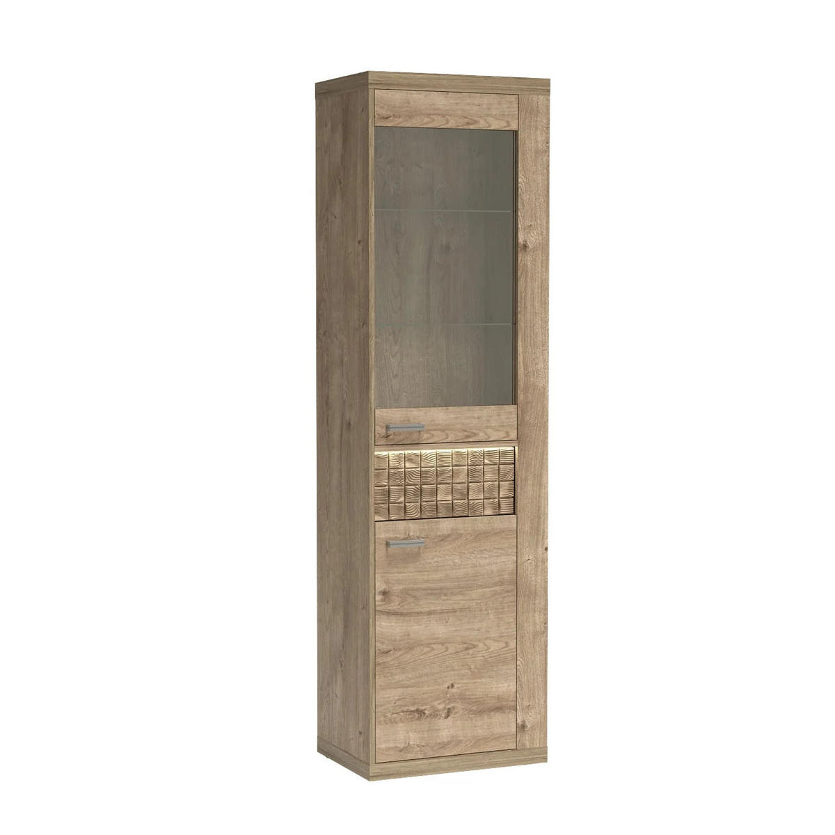 VITRINESCHRANK NATURAL N-04 - Eichefarben, Holzwerkstoff (57/200/41cm) - Meblini