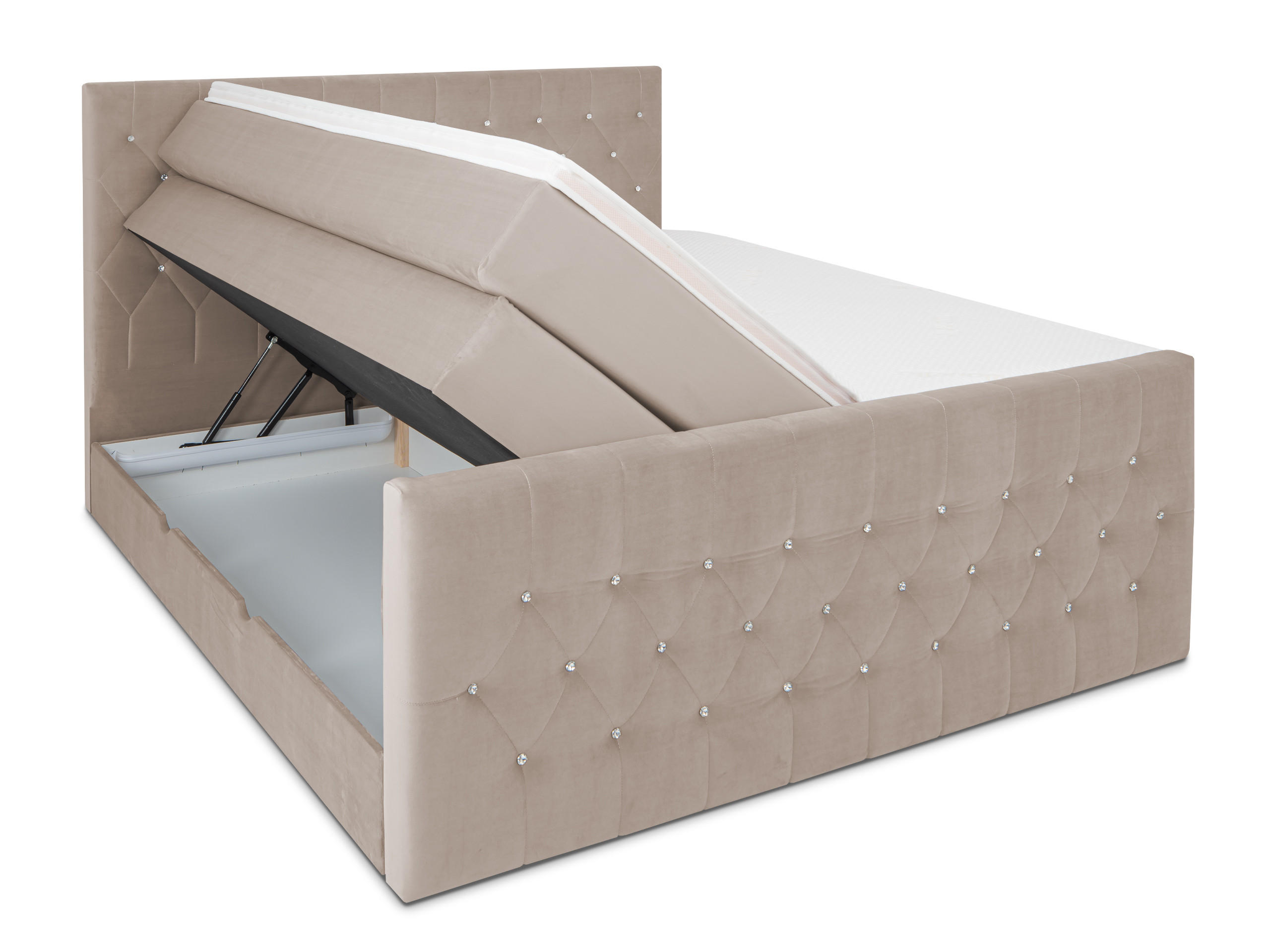 BOXSPRINGBETT Sira Beige 200/200 cm H2/H3 Samt - Beige, Textil (200/200cm) - wonello