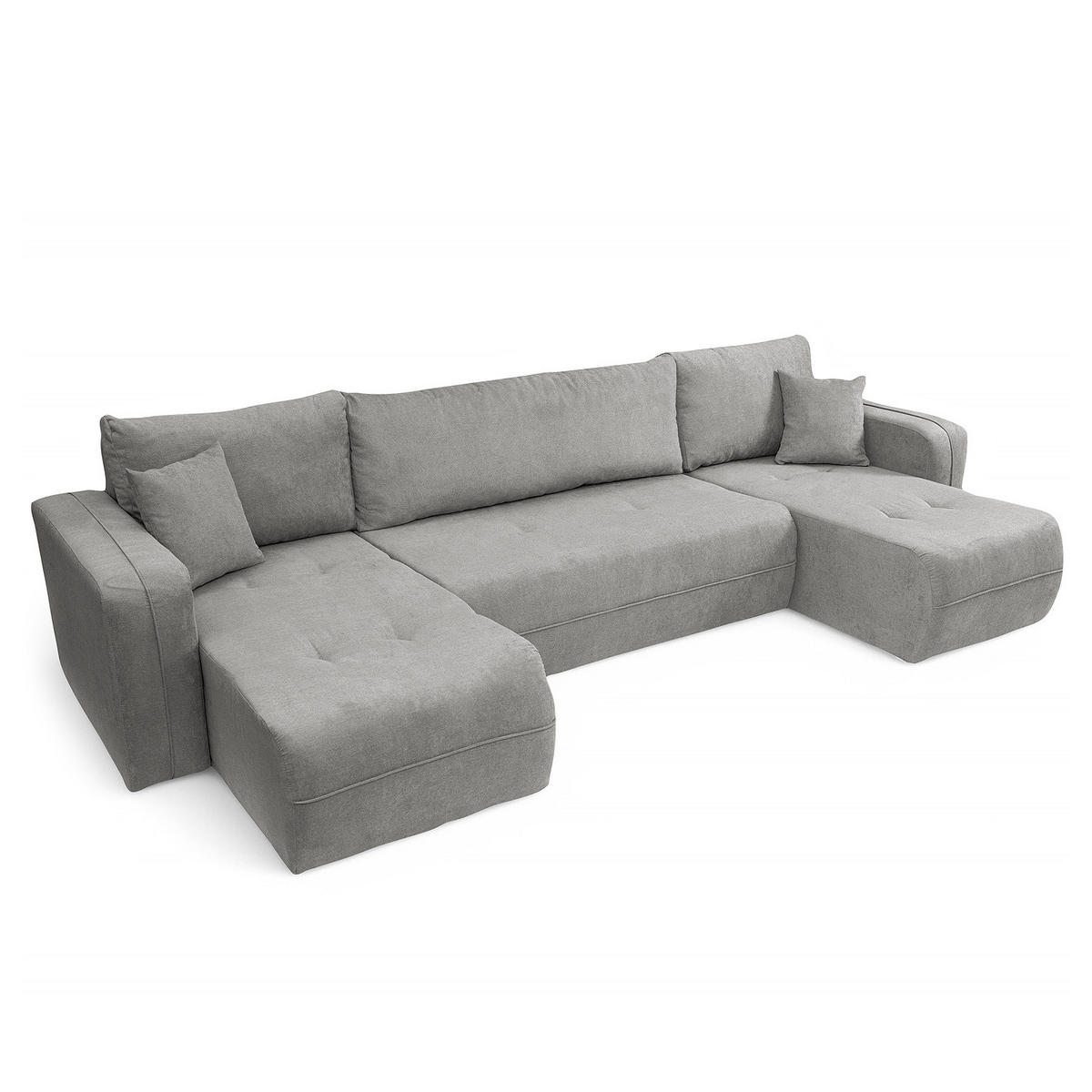 WOHNLANDSCHAFT - Schwarz/Grau, Kunststoff/Textil (312/82/145cm) - home24