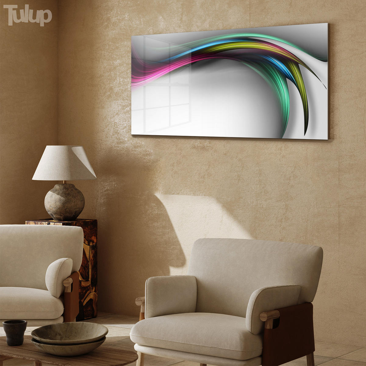 GLASBILD 100x50 cm Linienkunst - Pink, Glas (100/50cm) - TULUP