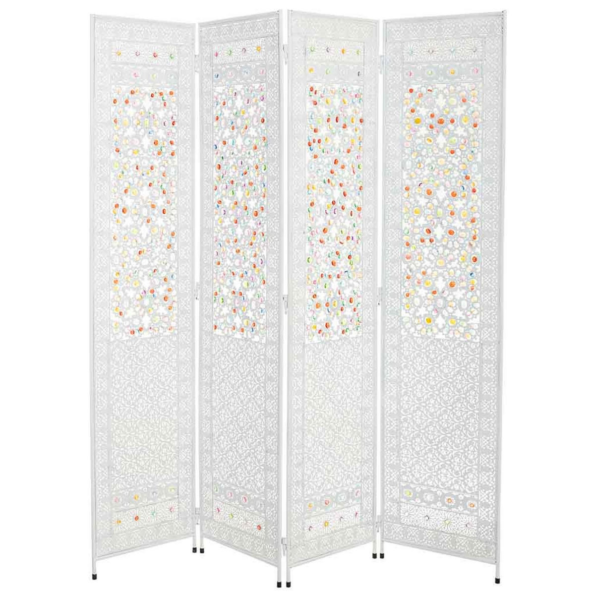 PARAVENT aus geflochtenem Papier, weiß, 160x3x172cm - Weiß, Metall (160/172/3cm) - Wanderlust