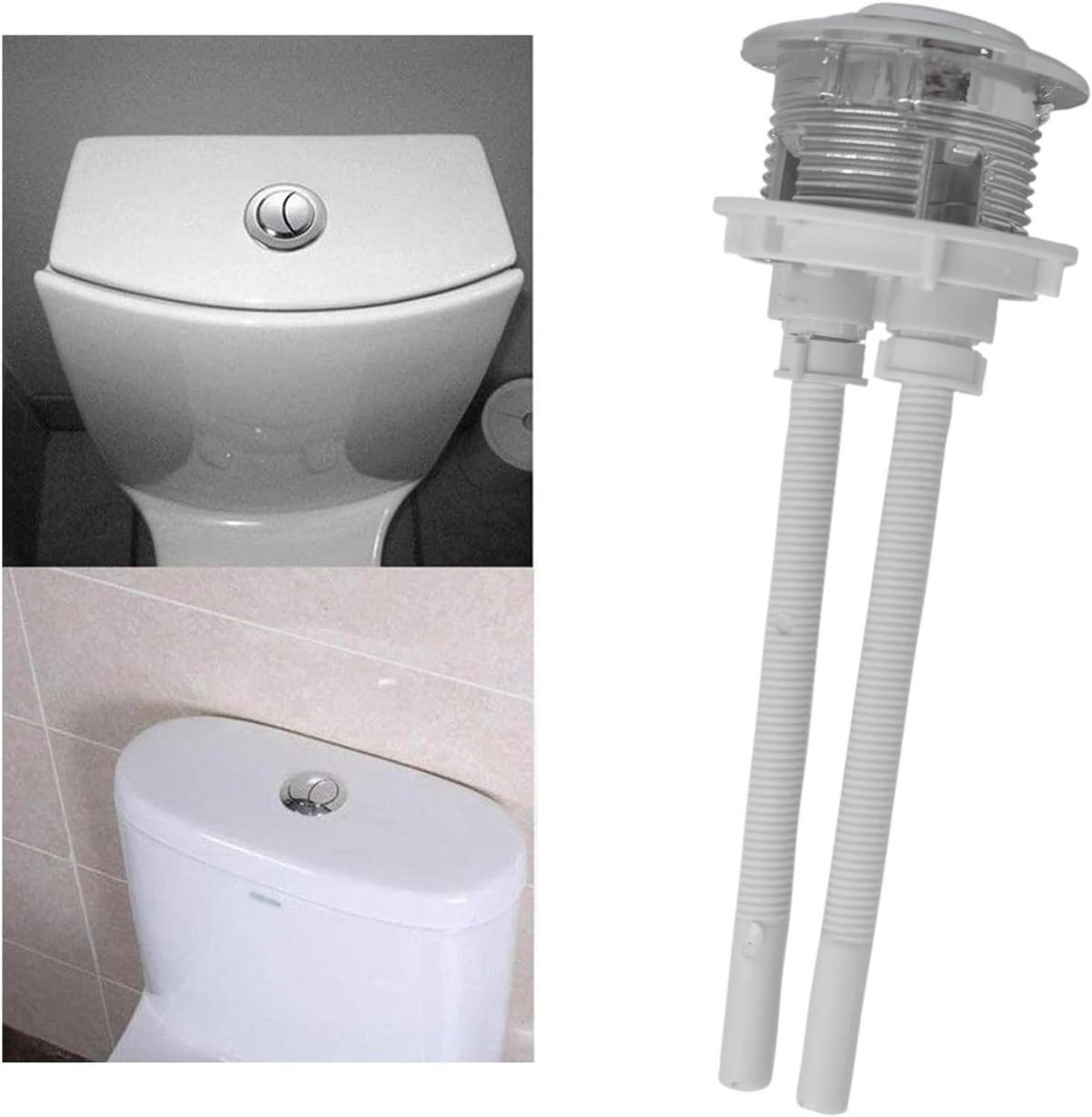 WC-SPÜLTASTE, Doppelhebel, silber, 3.8 cm Durchmesser,2er-Pack - Silberfarben, Kunststoff (5/7/11cm)