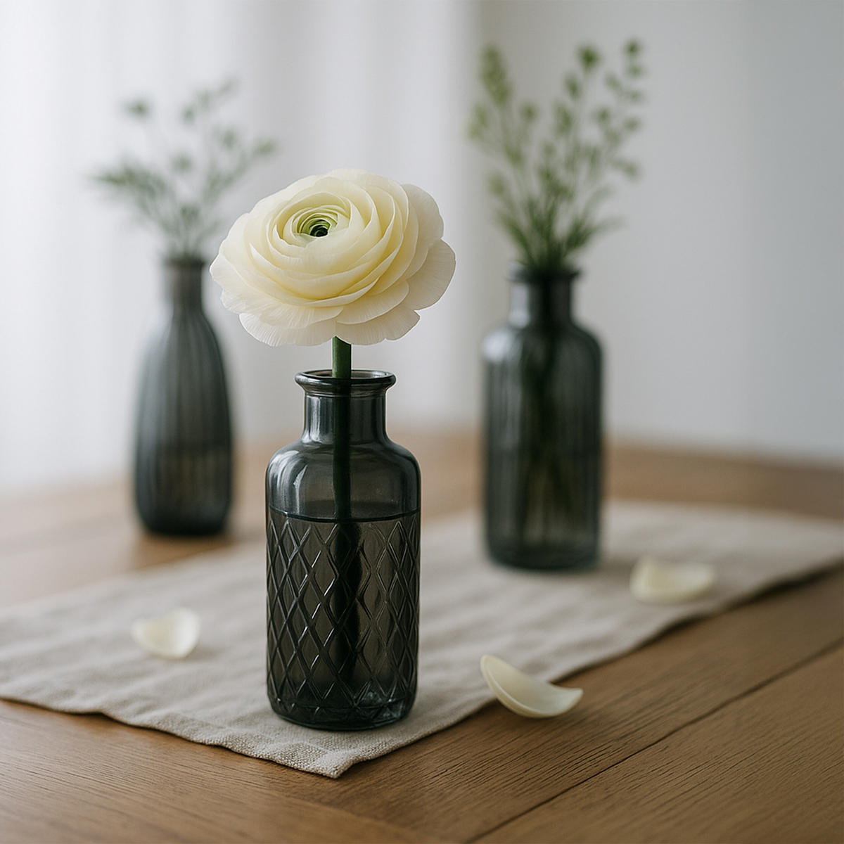 10XVASEN - Grau, Glas (14.5cm) - Relaxdays