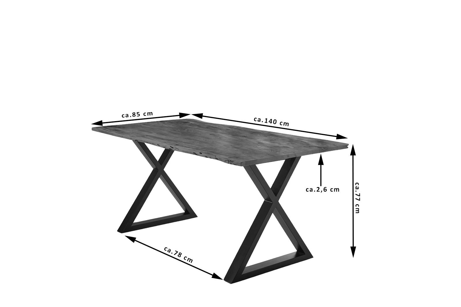 ESSTISCH LUBIN - Schwarz/Braun, Holz/Metall (80/140/77cm) - SAM