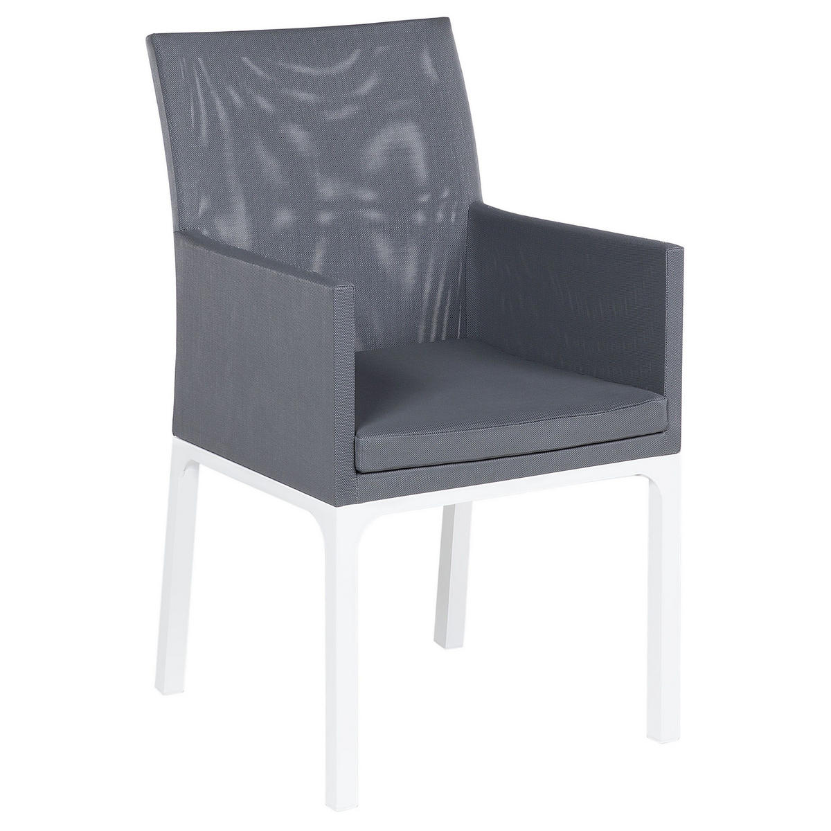 GARTENSTUHL 2er-Set Aluminium grau Bacoli - Grau, Textil (52/91/62cm) - Beliani