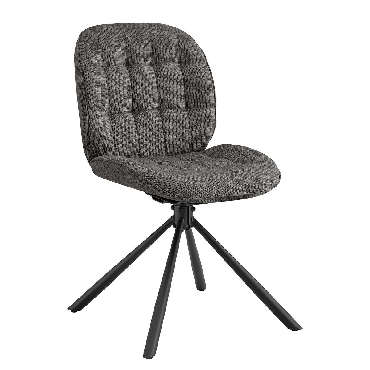 DREHBARER POLSTERSTUHL - 2er-Set - Anthrazit, Textil/Metall (48/85/58cm) - home24