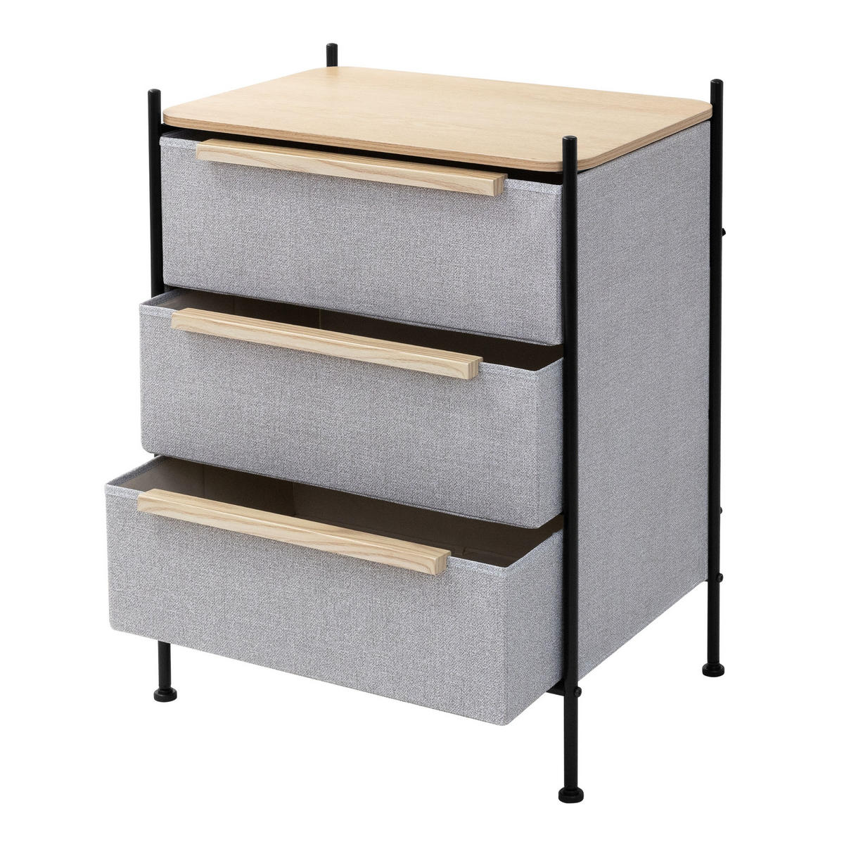 KOMMODE mit 3 Schubladen aus Stoff 58x78x42,5 cm Grau - Dunkelgrau, Holzwerkstoff (58/78/42.5cm) - ML-DESIGN