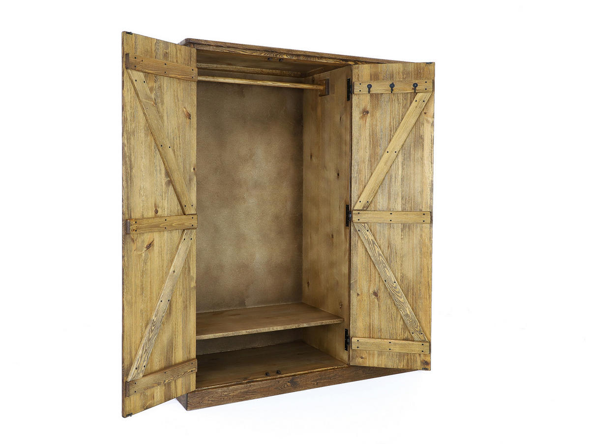 KLEIDERSCHRANK aus Massivholz Rustyk 3D - Dunkelbraun/Schwarz, Holz (155/190/60cm) - Seart