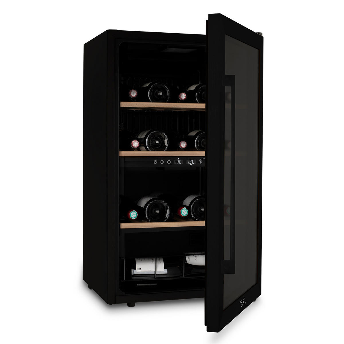 WEINKÜHLSCHRANK CAVCDB32 Schwarz, 32 Flaschen, Kapazität 80 L, 2 Temperaturzonen, Edelstahl, Anti-UV, LEDs - Schwarz, Metall (48/85/43cm) - Les Petits Champs