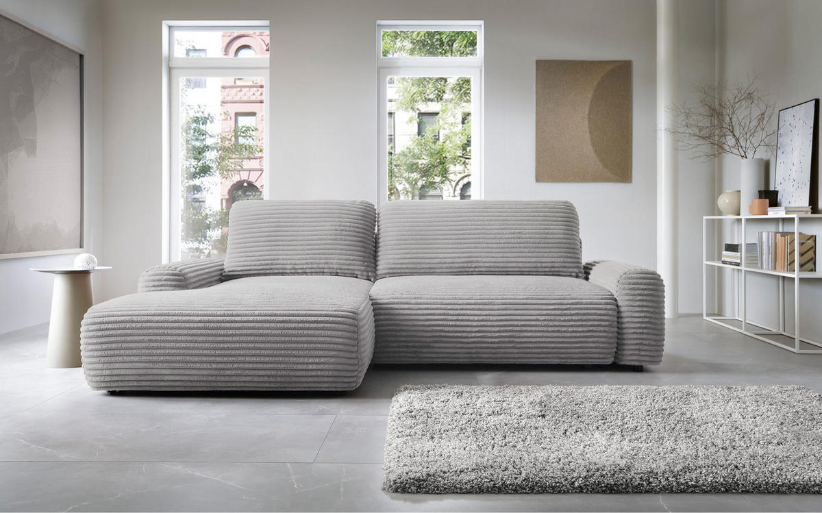 ECKSOFA Alferia Greige mit Cordbezug - Taupe/Schwarz, Kunststoff/Textil (264/162cm) - Selsey