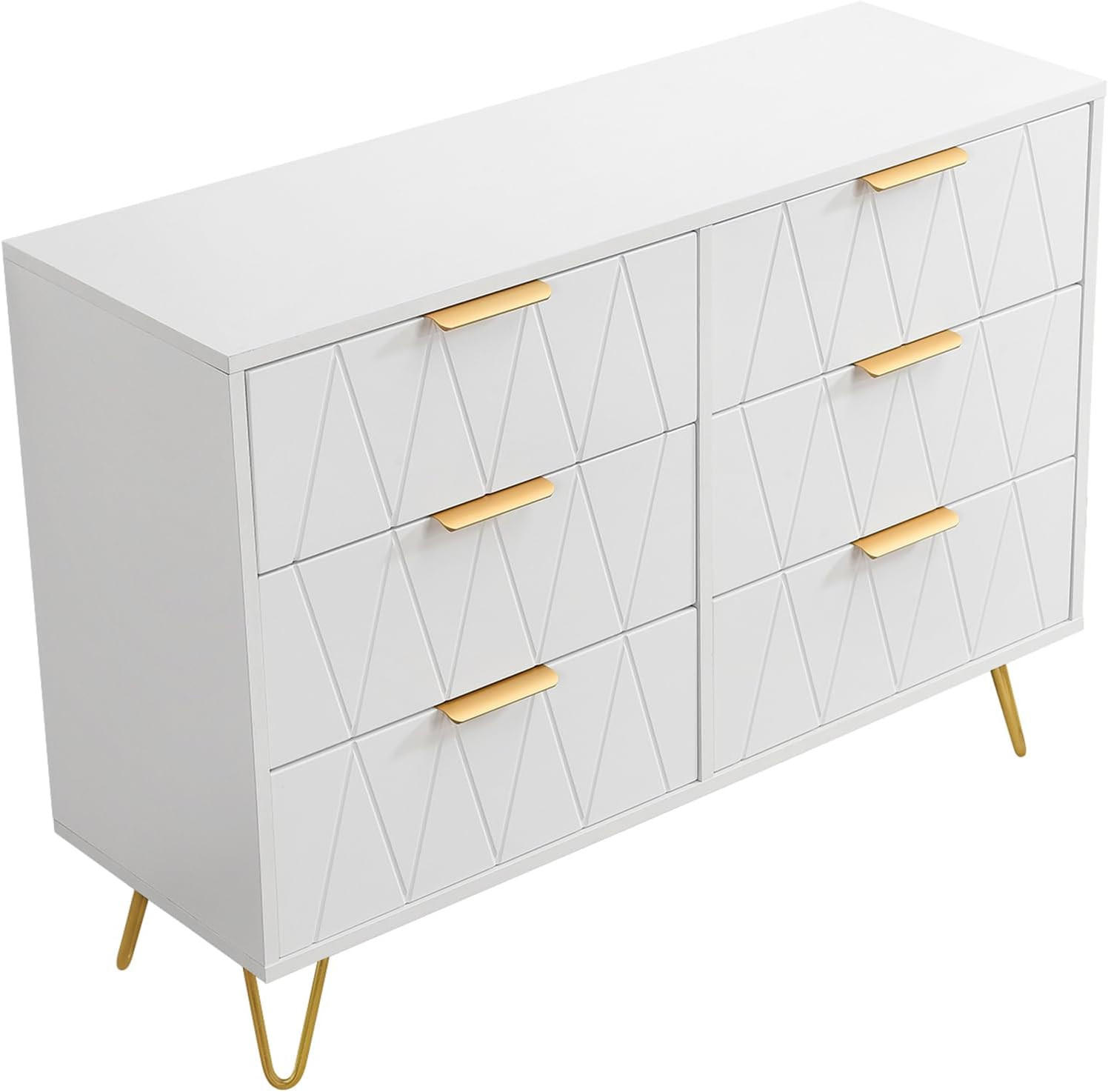 KOMMODE mit 6 Schublanden,100x34x73 cm, Weiß - Weiß, Holz (34/72.5/100cm)