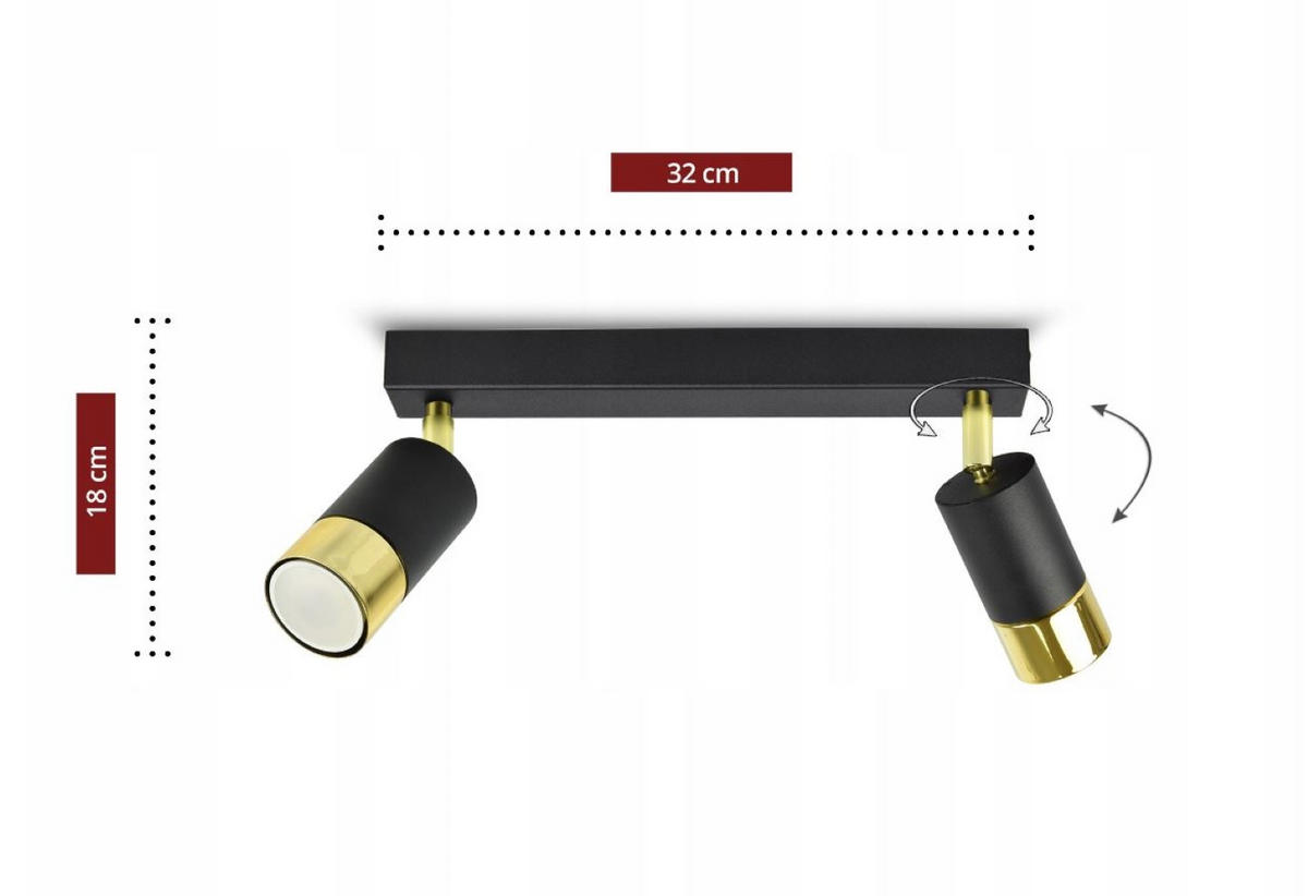 DECKENLEUCHTE Milano Tube - Goldfarben/Schwarz, Metall (8/32/18cm) - kiki design