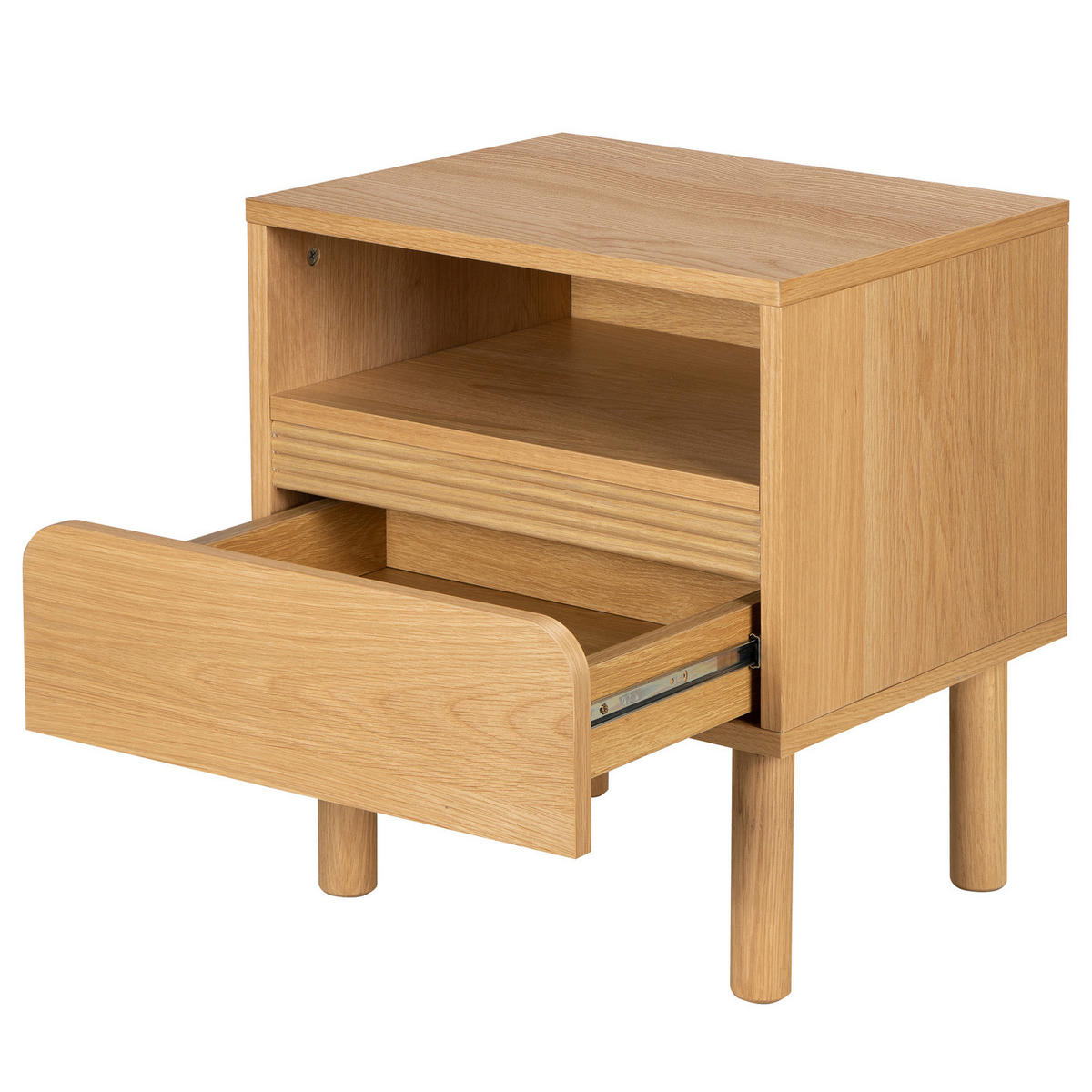 NACHTKOMMODE - Teilmassivholz - Eichefarben, Holz/Holzwerkstoff (48/55/40cm) - home24