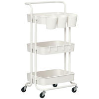 SERVIERWAGEN DE-08535 3 Ablagekörbe mit Haken Weiß - Weiß, Metall (38/86.5/42cm) - ComfortXL