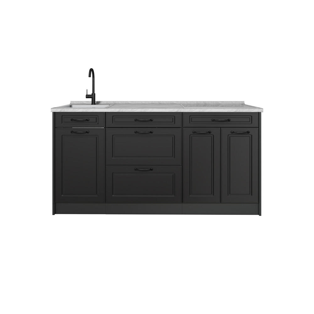 KÜCHENBLOCK R-Line, Anthrazit Landhaus/Anthrazit, 160 cm ohne Arbeitsplatte - Anthrazit, Holzwerkstoff (160/81.6/46cm) - Vicco
