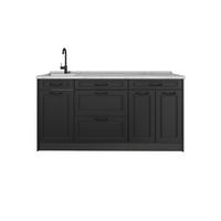 KÜCHENBLOCK R-Line, Anthrazit Landhaus/Anthrazit, 160 cm Arbeitsplatte Marmor - Anthrazit, Holzwerkstoff (160/81.6/60cm) - Vicco
