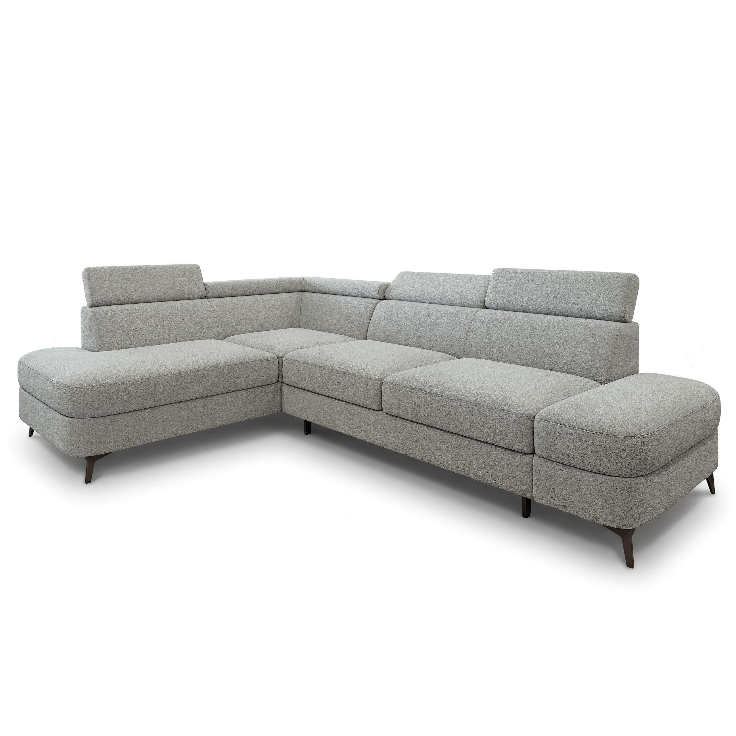 ECKSOFA AVISE Q L-S Hellgrau Boucle-Stoff mit Schlaffunktion - Hellgrau, Holzwerkstoff/Textil (268/195cm) - MASSENO
