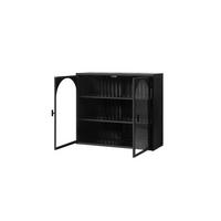 KÜCHENOBERSCHRANK 60/70/23 cm mit 2 Glastüren und 3 Ablagen im Flechtdesign, Schwarz - Schwarz, Glas (70/60/23cm) - Redom