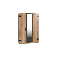 DREHTÜRENSCHRANK Liverpool in Plankeneiche und Graphit 135 cm breit - Braun, Holzwerkstoff (80/200/120cm)