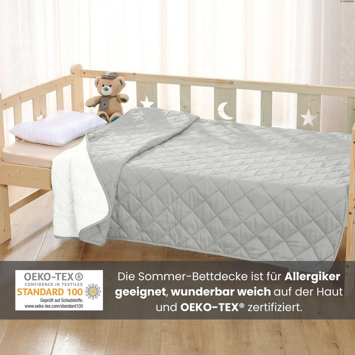 KINDER-SOMMERBETT Steppbett wollweiß - Weiß, Textil (135/200cm) - wometo
