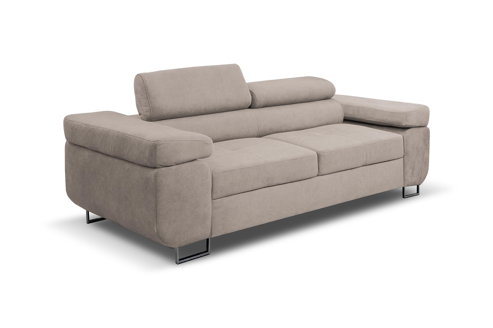SOFA Marlene mit verstellbaren Kopfstützen 202 cm Wohnzimmer, beige - Beige, Holz (202/87/97cm) - Margaret Hadas24