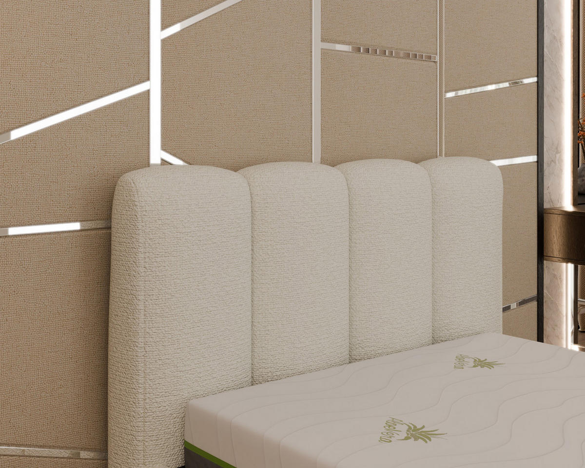 POLSTERBETT Zaira 120x200cm – Elegantes Polsterbett für modernen Wohnstil , ohne matratze, creme - Creme, Holz (120/200cm) - Homesy