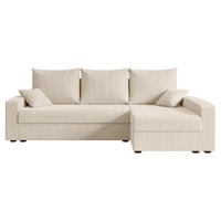 ECKSOFA mit Schlaffunktion und Bettkasten ALESIA-L 231x140x90 cm Beige Cord - Beige/Silberfarben, Holzwerkstoff/Kunststoff (231/140cm) - ALTDECOR