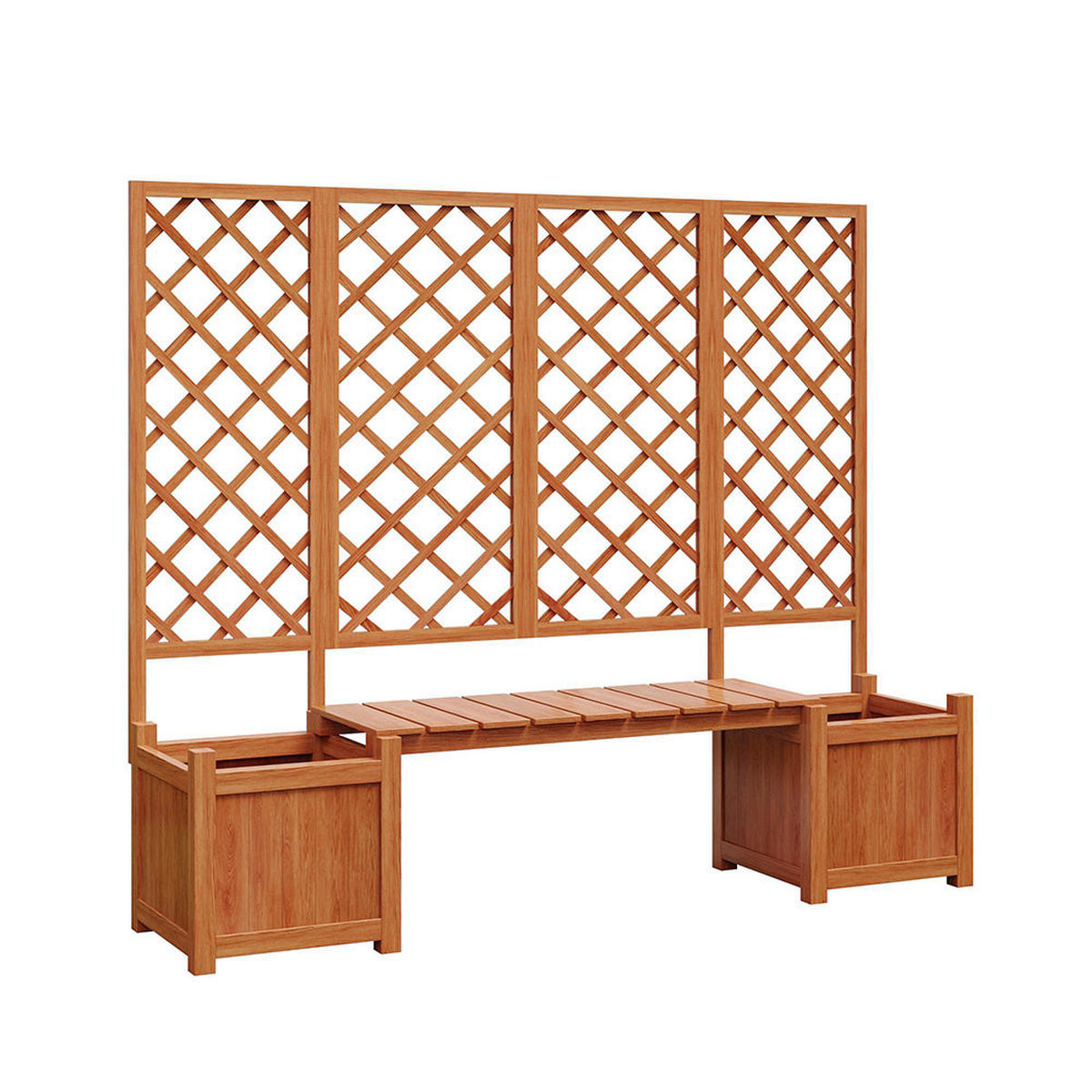 BLUMENKASTEN mit Spalier und Sitz für Garten Hof Terrasse，Braun - Braun, Holz (42/145/169cm) - KOMHTOM