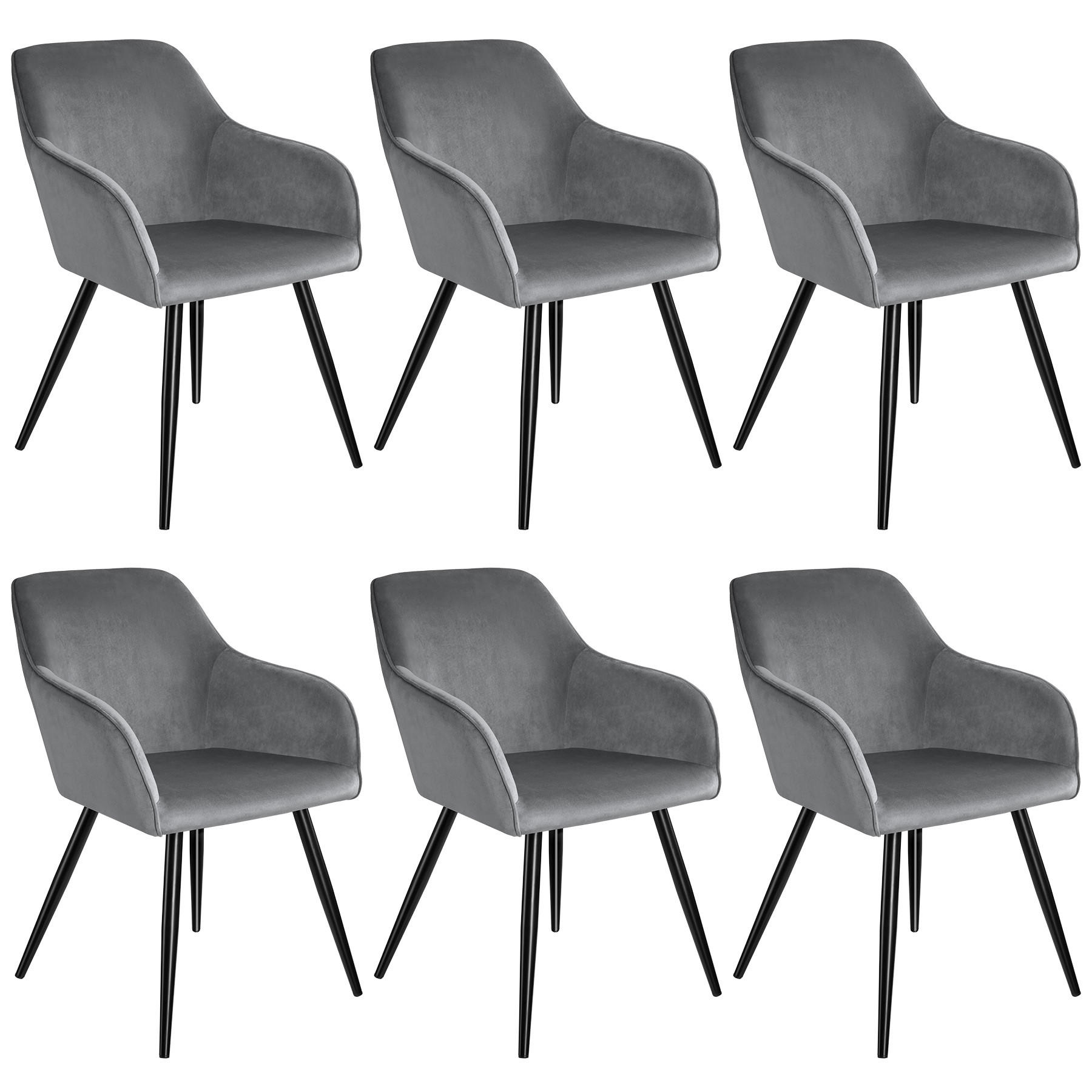 ESSZIMMERSTUHL 6er Set Marilyn 58 x 62 x 82 cm grau/schwarz - Schwarz/Grau, Textil (58/82/62cm) - tectake