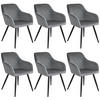 ESSZIMMERSTUHL 6er Set Marilyn 58 x 62 x 82 cm grau/schwarz - Schwarz/Grau, Textil (58/82/62cm) - tectake