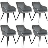 ESSZIMMERSTUHL 6er Set Marilyn 58 x 62 x 82 cm grau/schwarz - Schwarz/Grau, Textil (58/82/62cm) - tectake