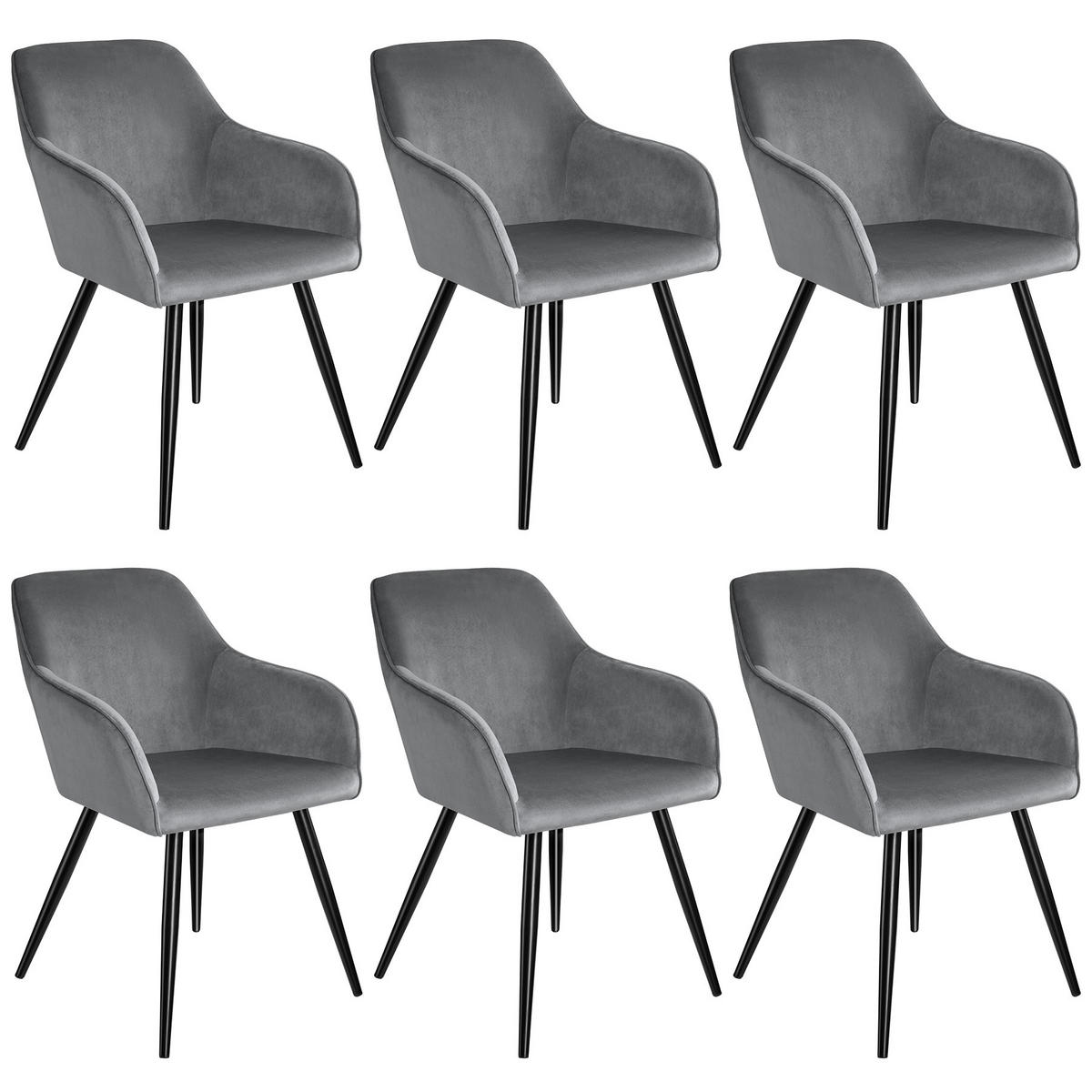 ESSZIMMERSTUHL 6er Set Marilyn 58 x 62 x 82 cm grau/schwarz - Schwarz/Grau, Textil (58/82/62cm) - tectake