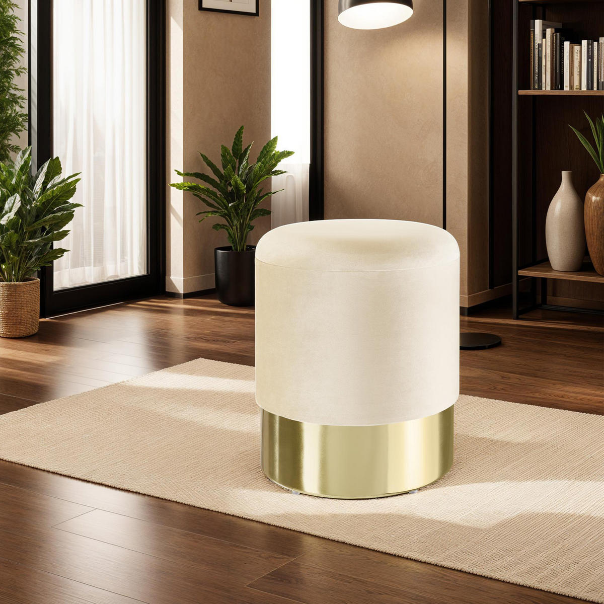 SITZHOCKER mit Stauraum Sarina,36 x 44,5 cm,creme - Creme, Holz (36/44.5/36cm) - tectake