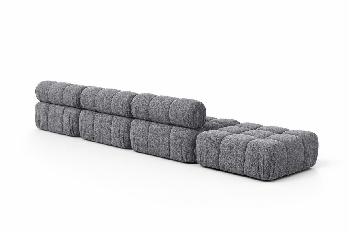 ECKSOFA L-Form XL, Stoff Bouclé Abriamo, Dunkelgrau, Rechts, Selia L XL - Dunkelgrau, Holz (380/160cm) - Kaiser Möbel