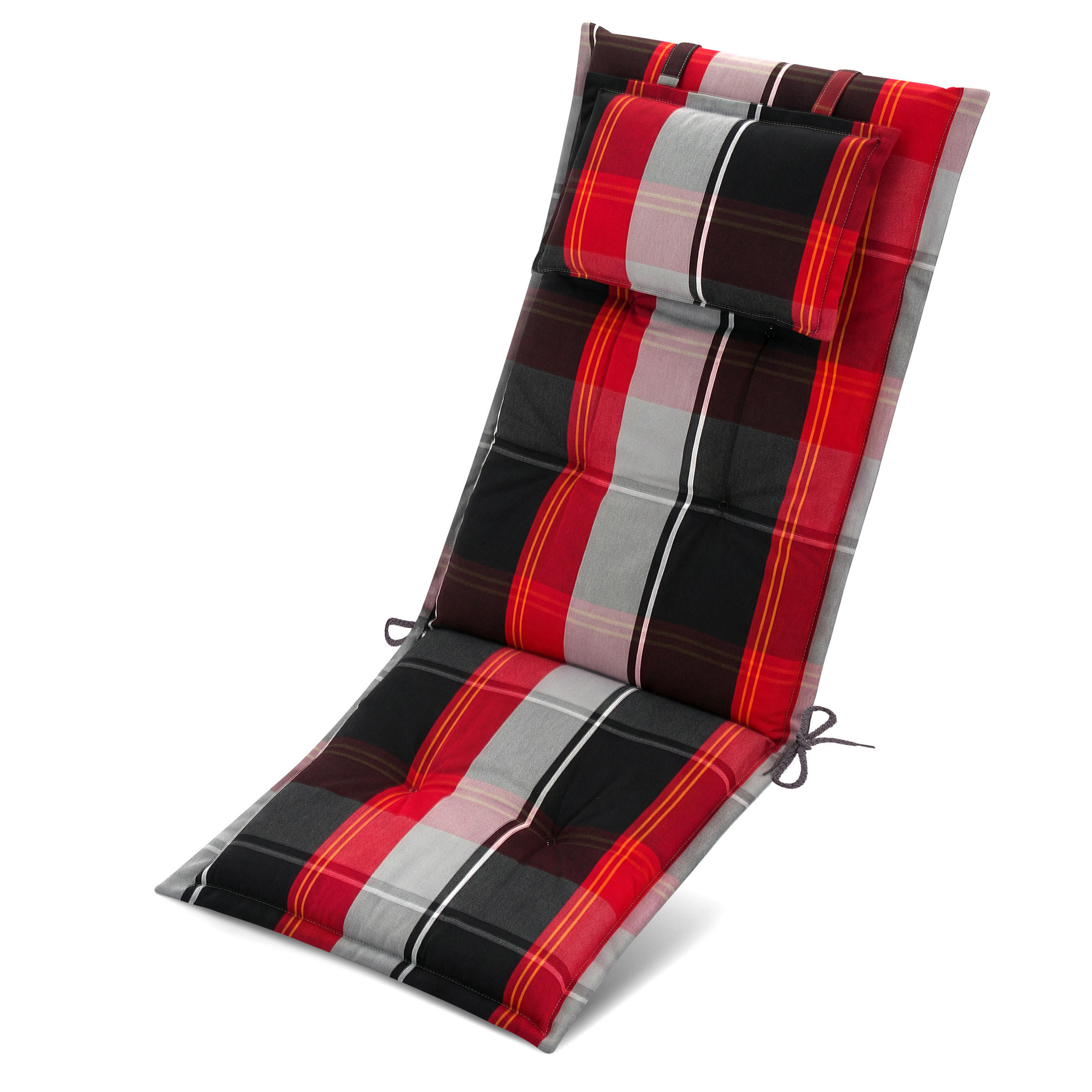 HOCHLEHNERAUFLAGEN Highlux HL 120x52x7cm Schwarz-Rot-Weiß-Kariert - Multicolor, Textil (52/7/120cm) - Beautissu 