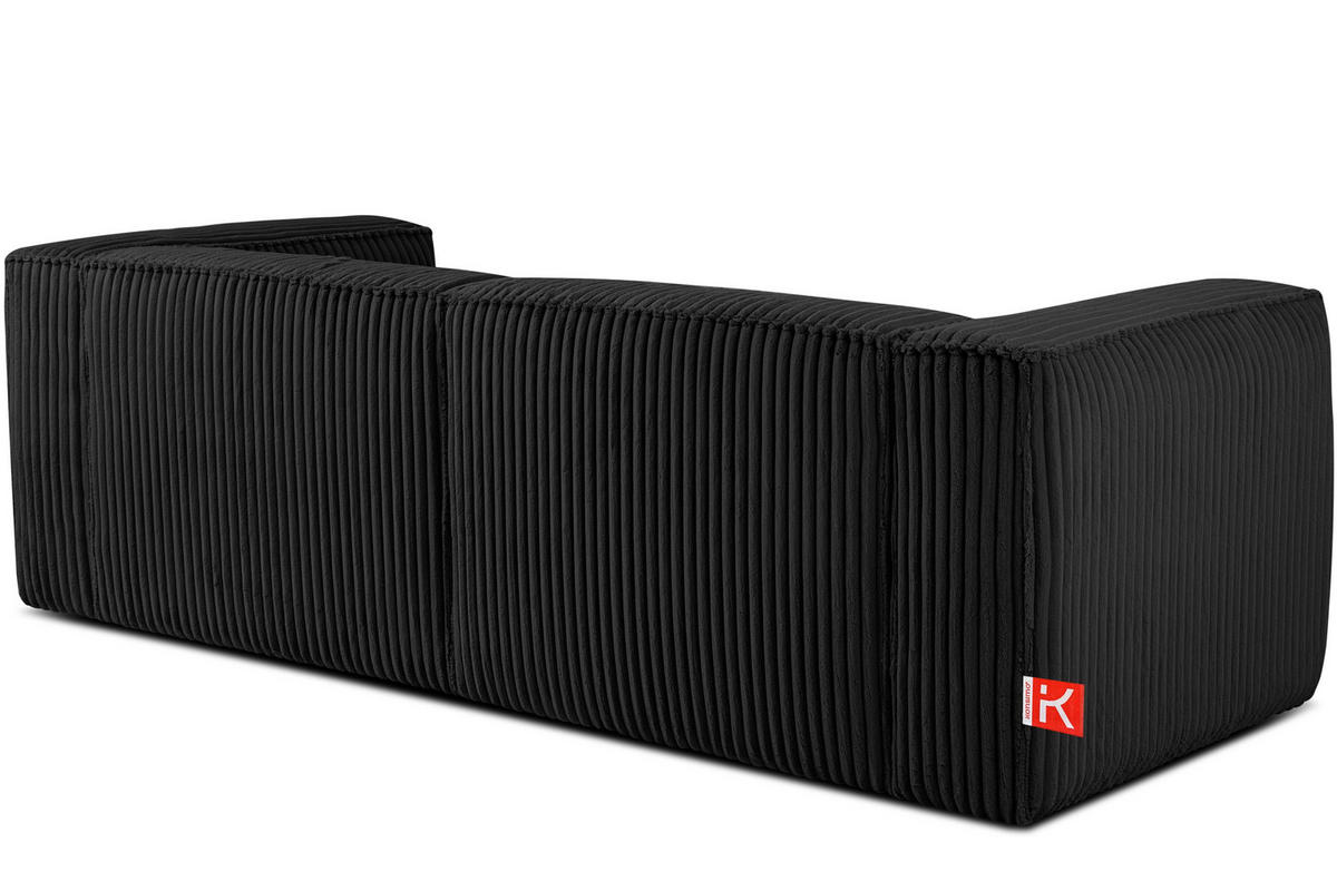 3-SITZER-SOFA FEROX Modern, Cord-Stoff, schwarz - Schwarz, Textil (246/73/96cm) - KONSIMO®