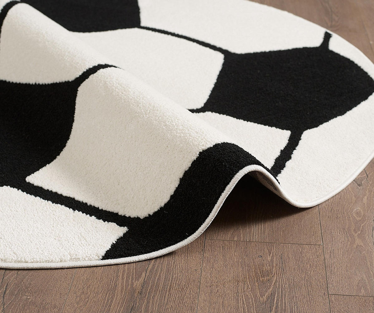 KINDERTEPPICH Kurzflor Fußball CANAZEI Polypropylen Schwarz-Weiß 200 x 200 cm - Multicolor, Textil (200/200cm) - KADIMA DESIGN