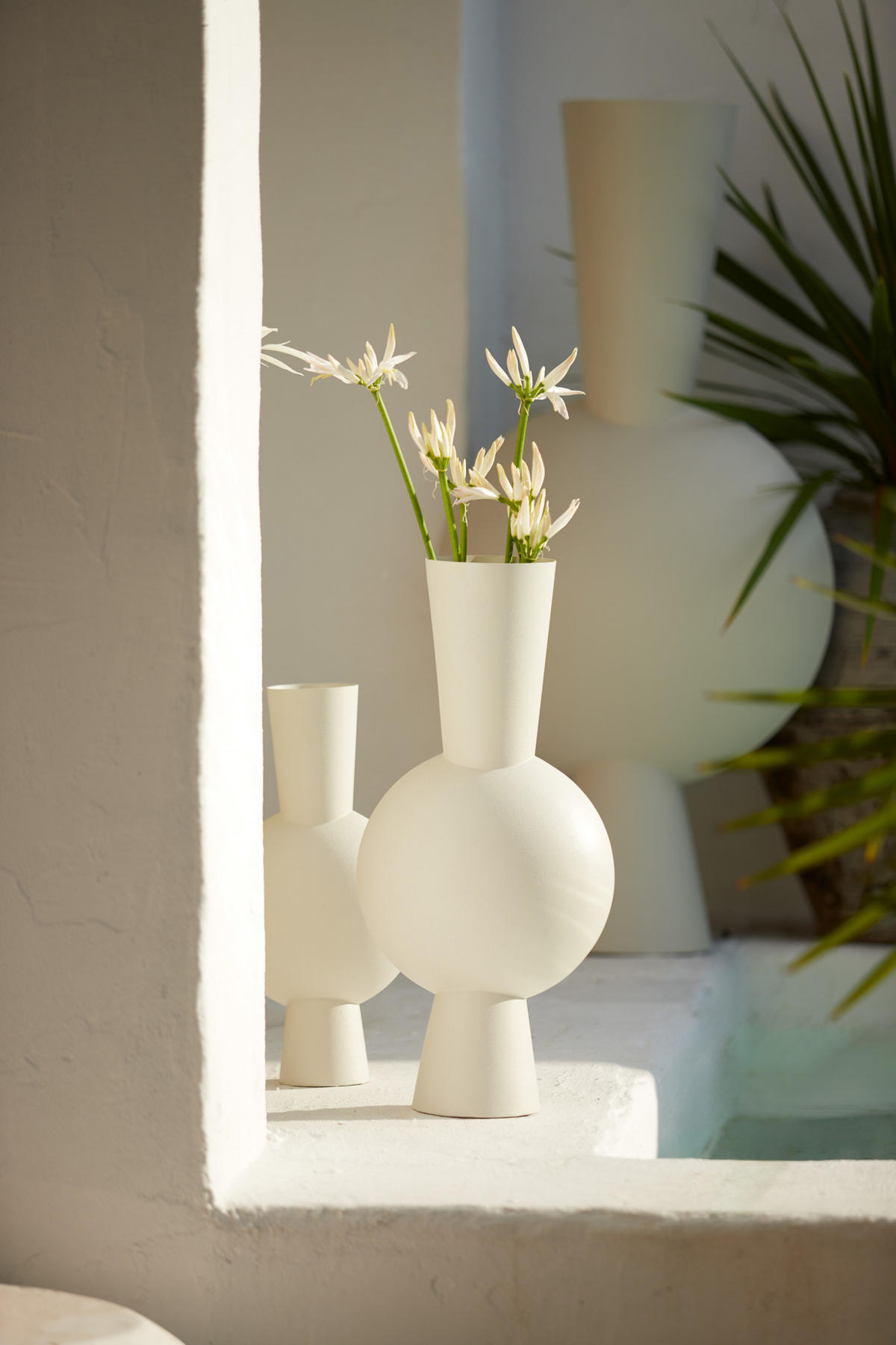 VASE Kavandu Weiß 22/14/40 cm - Weiß, Metall (40cm) - Light & Living