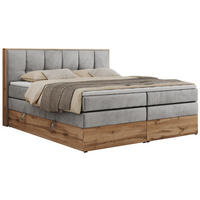 BOXSPRINGBETT ALBERO 1 KING 120/200 Hellgrau Velvet - H3 - Hellgrau, Holz/Textil (120/200cm) - MKS