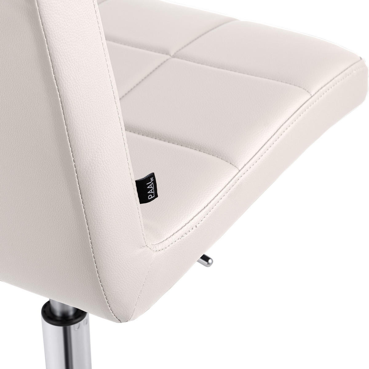 DREHSTUHL Lederlook Weiß - Chromfarben/Weiß, Textil/Metall (47/93/56cm) - CLP