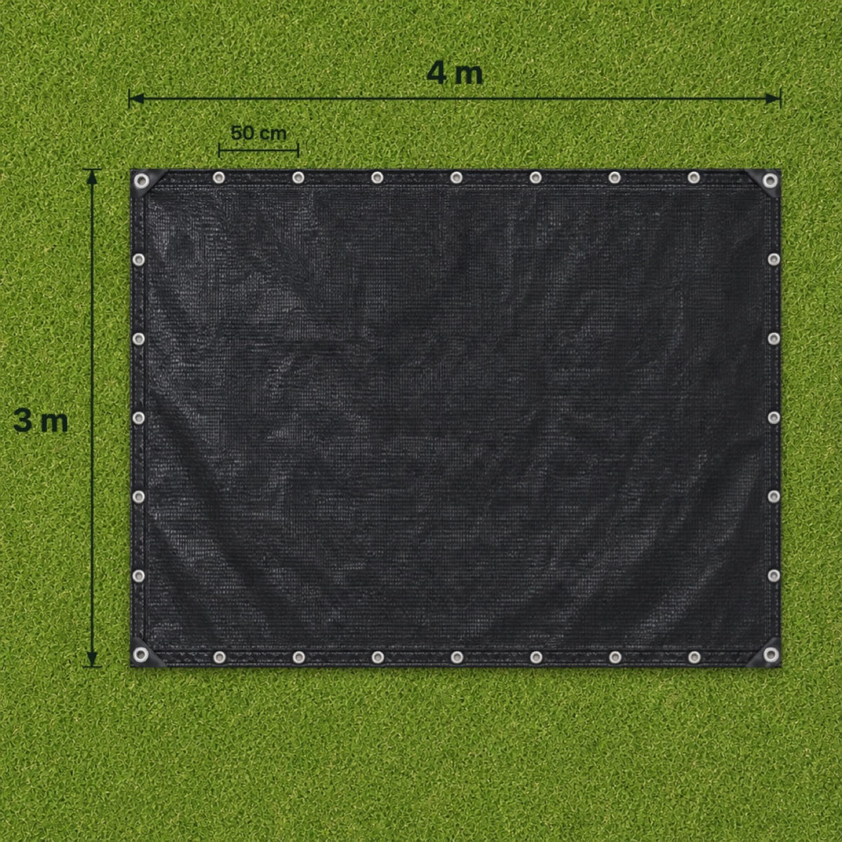 ABDECKPLANE Schwarz wasserdicht 3x4 m - Schwarz, Kunststoff (400/300/0.1cm) - Relaxdays