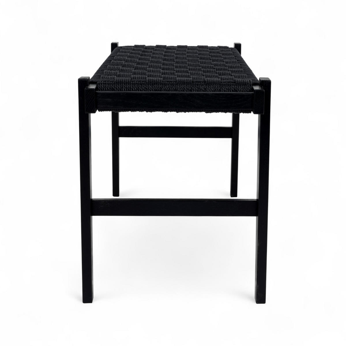SITZBANK 110/38/47 cm Rattan / Eiche Schwarz - Schwarz, Holz/Papier (110/47/38cm) - Furnhouse