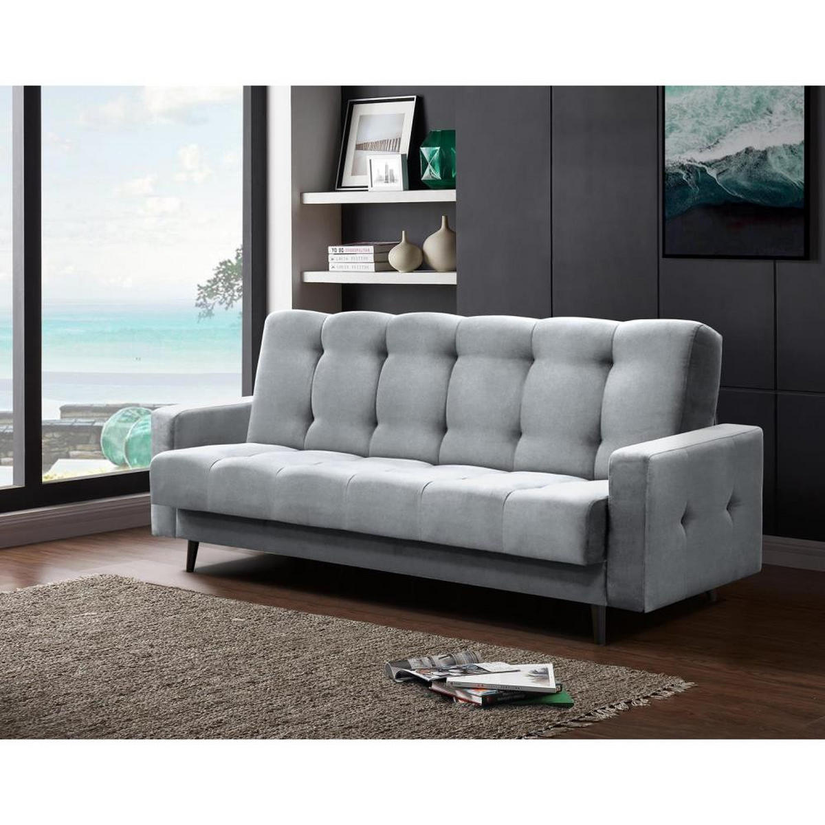 3-SITZER Schlafsofa Nancy Bis hellgrau - Hellgrau, Holz/Textil (220/89/93cm) - Beautysofa