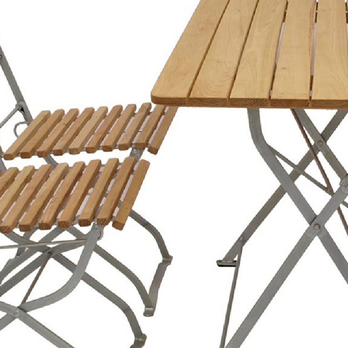 BIERGARTEN- GARTEN-GARNITUR Darwin 5-teilig, Flachstahl - Garten-Garnitur 5-teilig, Flachstahl Robinienholz -Gestell verzinkt hellgrau - Grau, Holz - TPFGarden