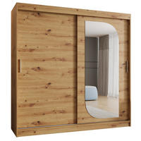 SCHWEBETÜRENSCHRANK 200/200/62 2-türig - Silberfarben/Eiche Artisan, Holz (200/200/62cm) - MÖBEL KRYSPOL